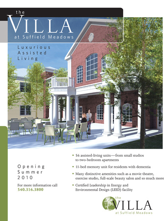 Flyer for The Villa at Suffield Meadows.