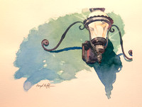 "lamp." Original watercolor. Image 12" x 9.25". Unframed $250.